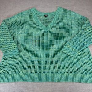 Torrid Blue & Green Open Knit Pullover Oversized Sweater Women's Plus Size 3